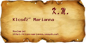 Klcsó Marianna névjegykártya